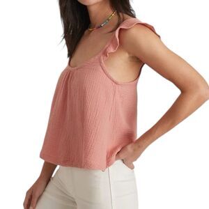 NWT Marine Layer Jude Flutter Sleeve Crepe Knit Rosette Pink Tank Top Size XL